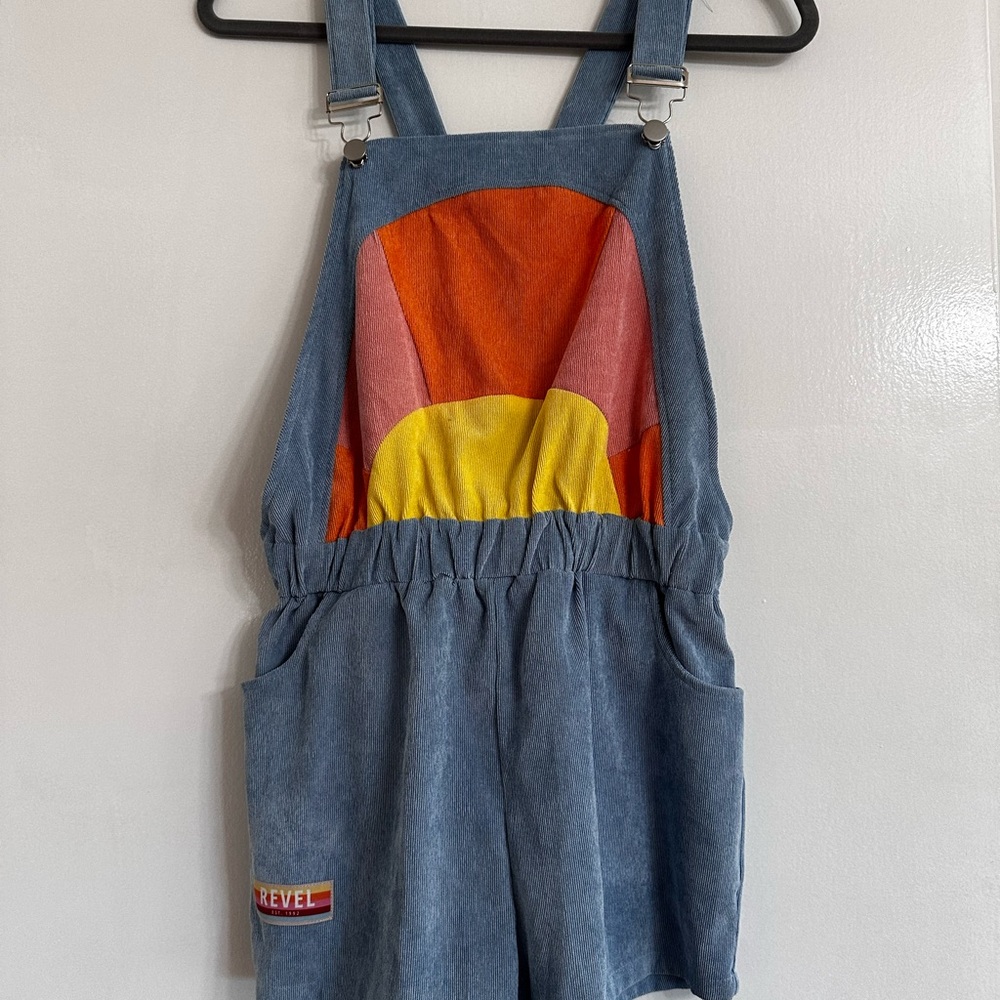 Vibrant Blue and Orange Denim Overalls
